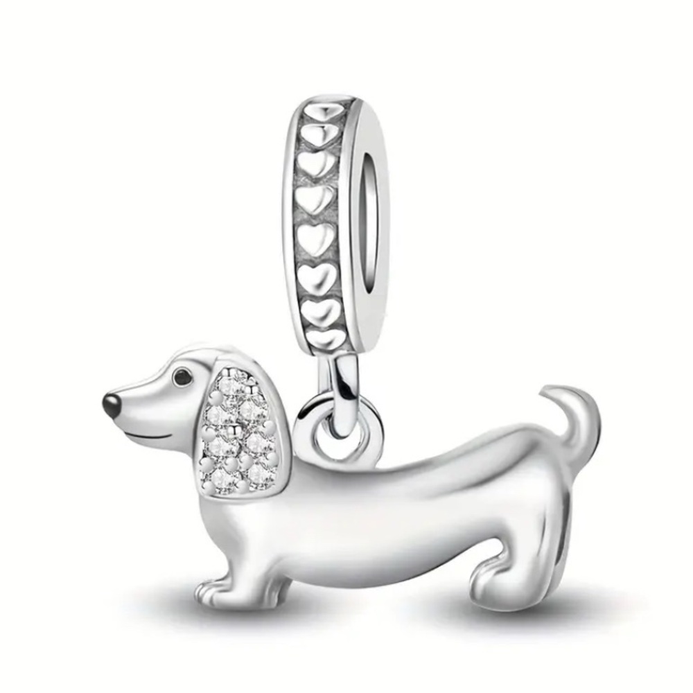 Silver Dachshund Dog Charm Pendant